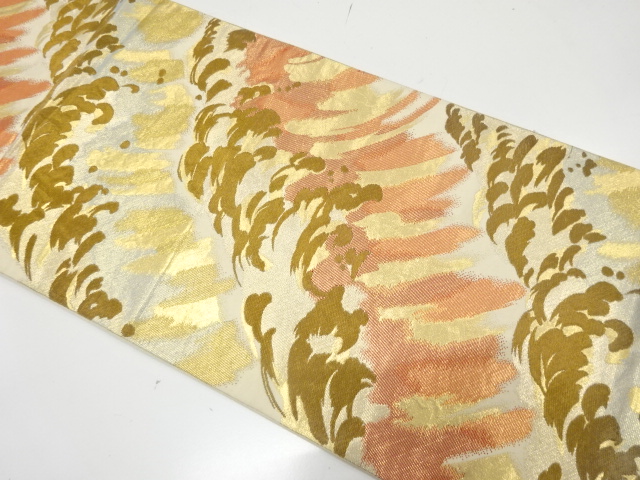 JAPANESE KIMONO / ANTIQUE FUKURO OBI / SILK / WOVEN ROUGH WAVE